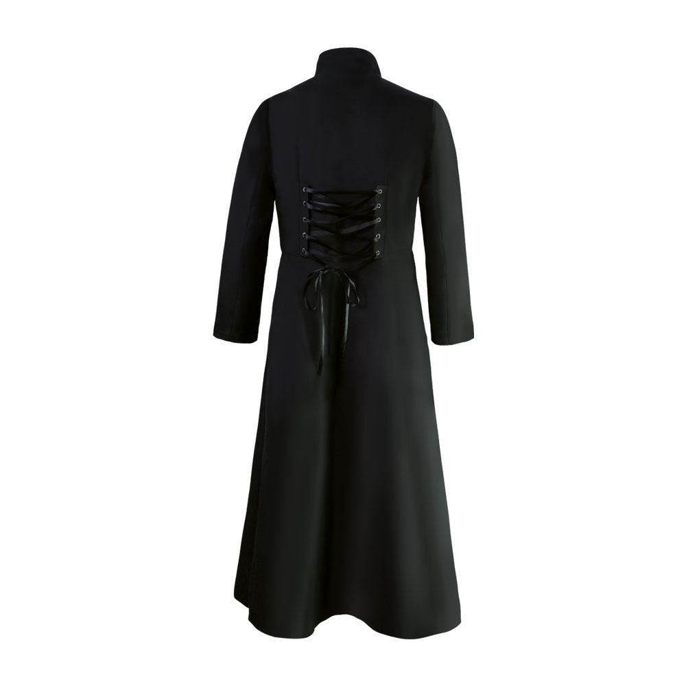 Men's Long Sleeve Stand Collar Three Row Button Coat