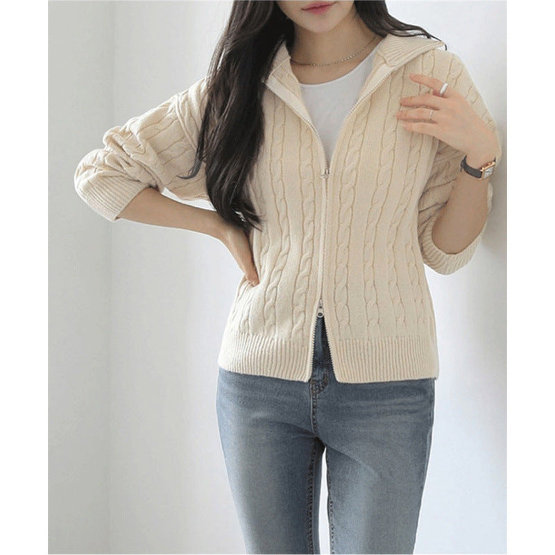 Japanese-style Christmas Cable-knit Sweater Jacket