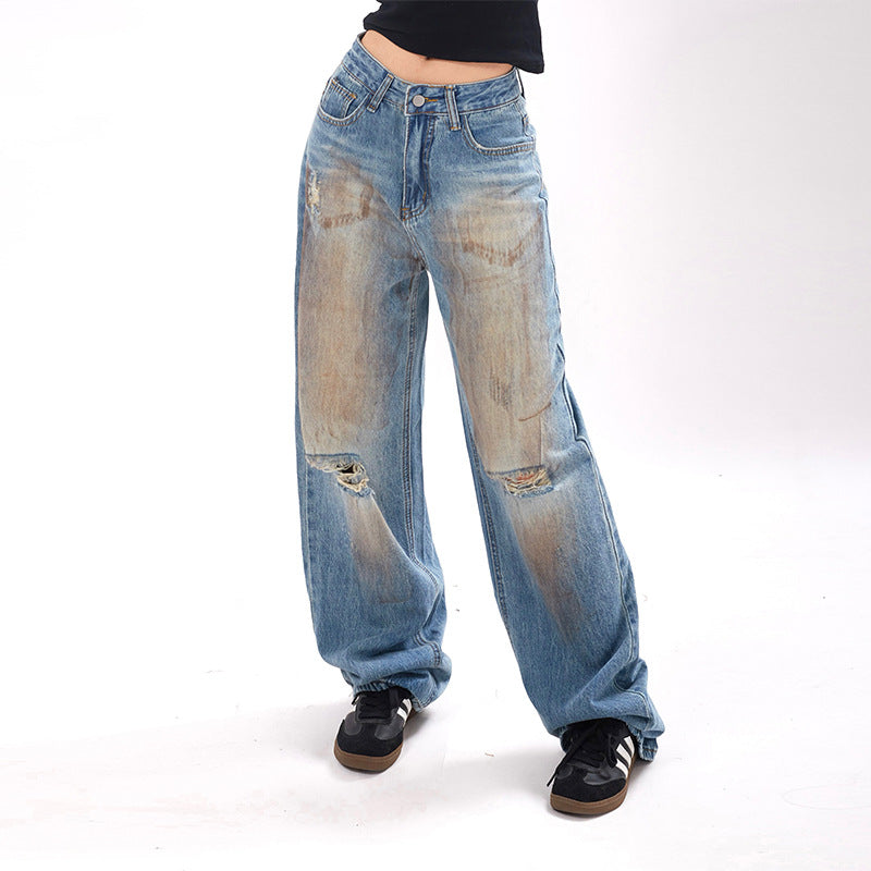 Women's American-style Retro Fashion And Personalized Jeans