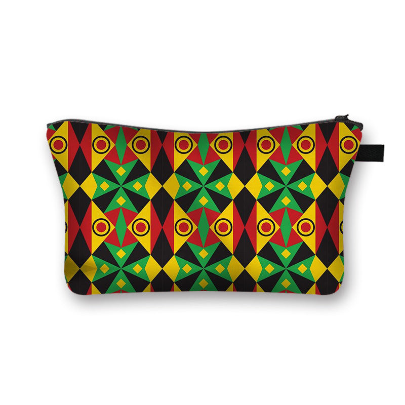 Ny Geometrisk Print Polyester Kosmetiktaske Stor Kapacitet Clutch Taske Dame Mode Rejse Opbevaringstaske