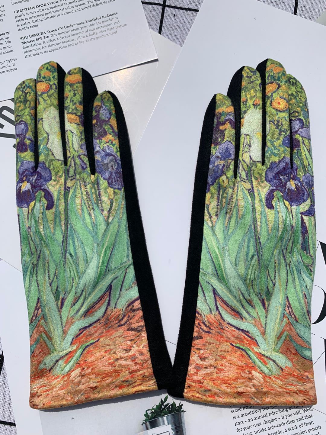 Autumn And Winter Fashion Trends Oil Painting Gloves AB Suede