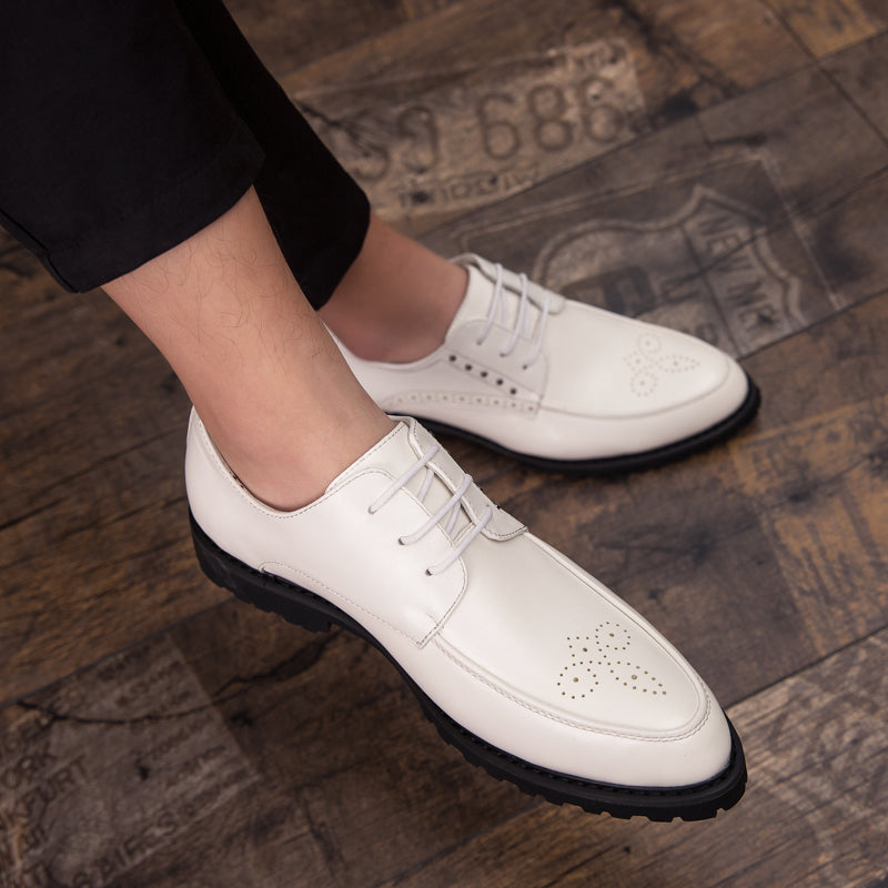 Men's Small Leather Shoes Business Suits British Bullock White Men's Shoes
