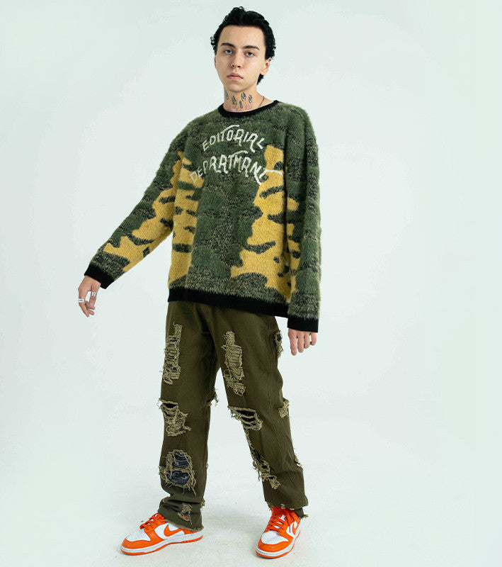 Herre Rundhals Løs Street Trend Sweater