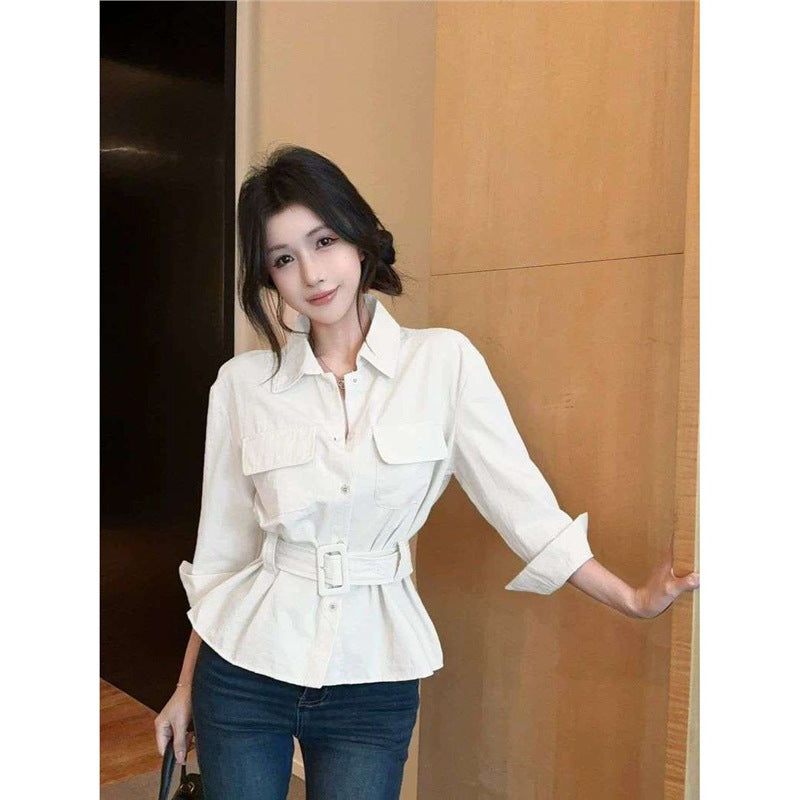 Womens Polo-Neck Workwear Shirt With A Designer Edge For Autumn