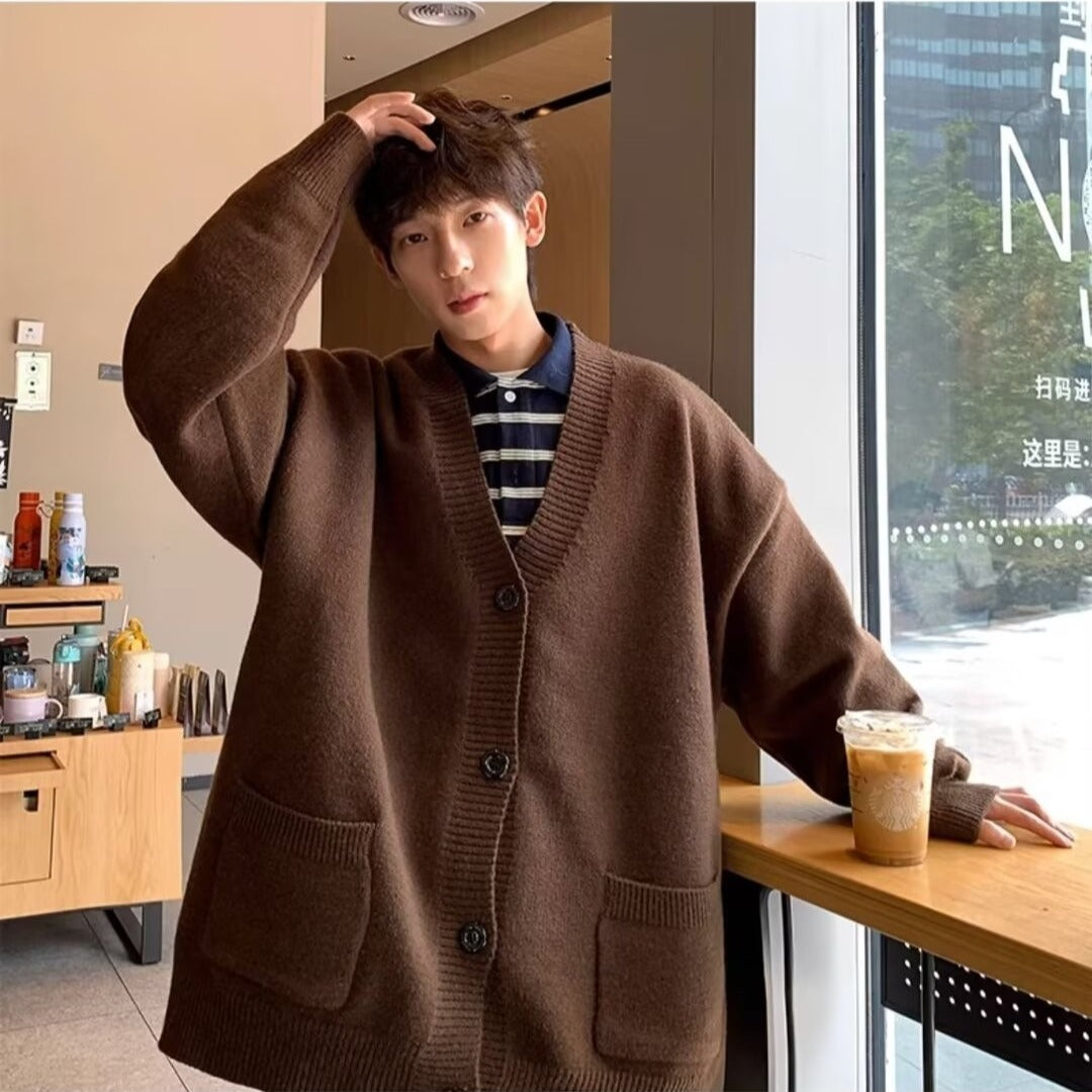 Cardigan i japansk, afslappet stil, løstsiddende, alsidig sweateroze