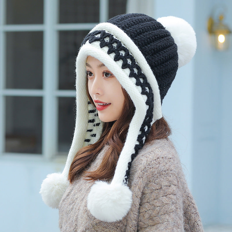 Two-piece Knitted Beanie Set With One-piece Scarf