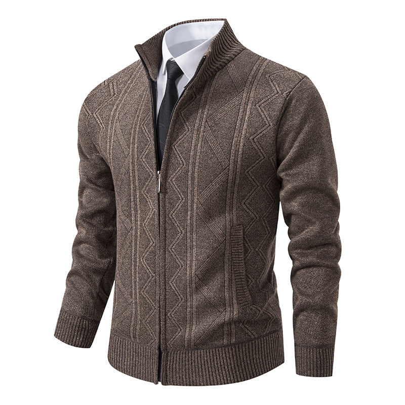 Efterår Vinter Herre Uld Sweater Cardigan Frakke Ståkrave