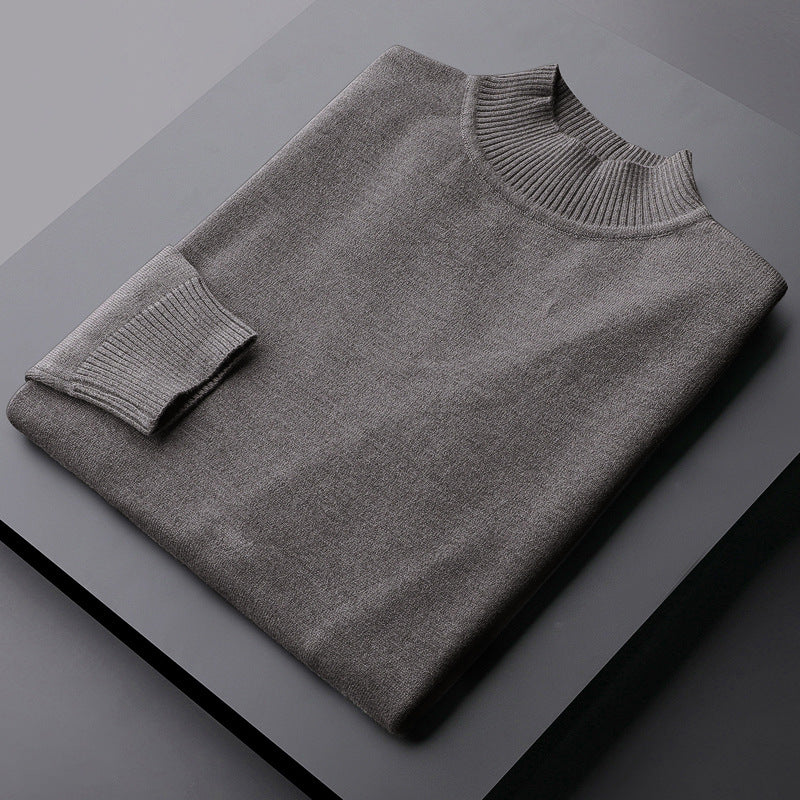 Langærmet sweater mænds efterår og vinter termisk hovedbeklædning halv rullekrave