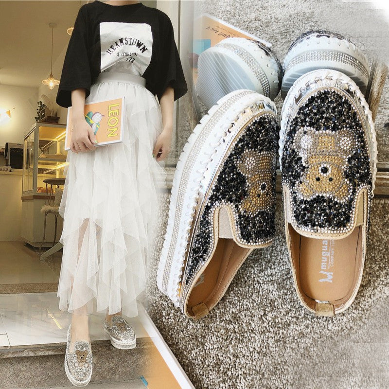 Korean Version Versatile Fashion Diamond Heelless Shoes