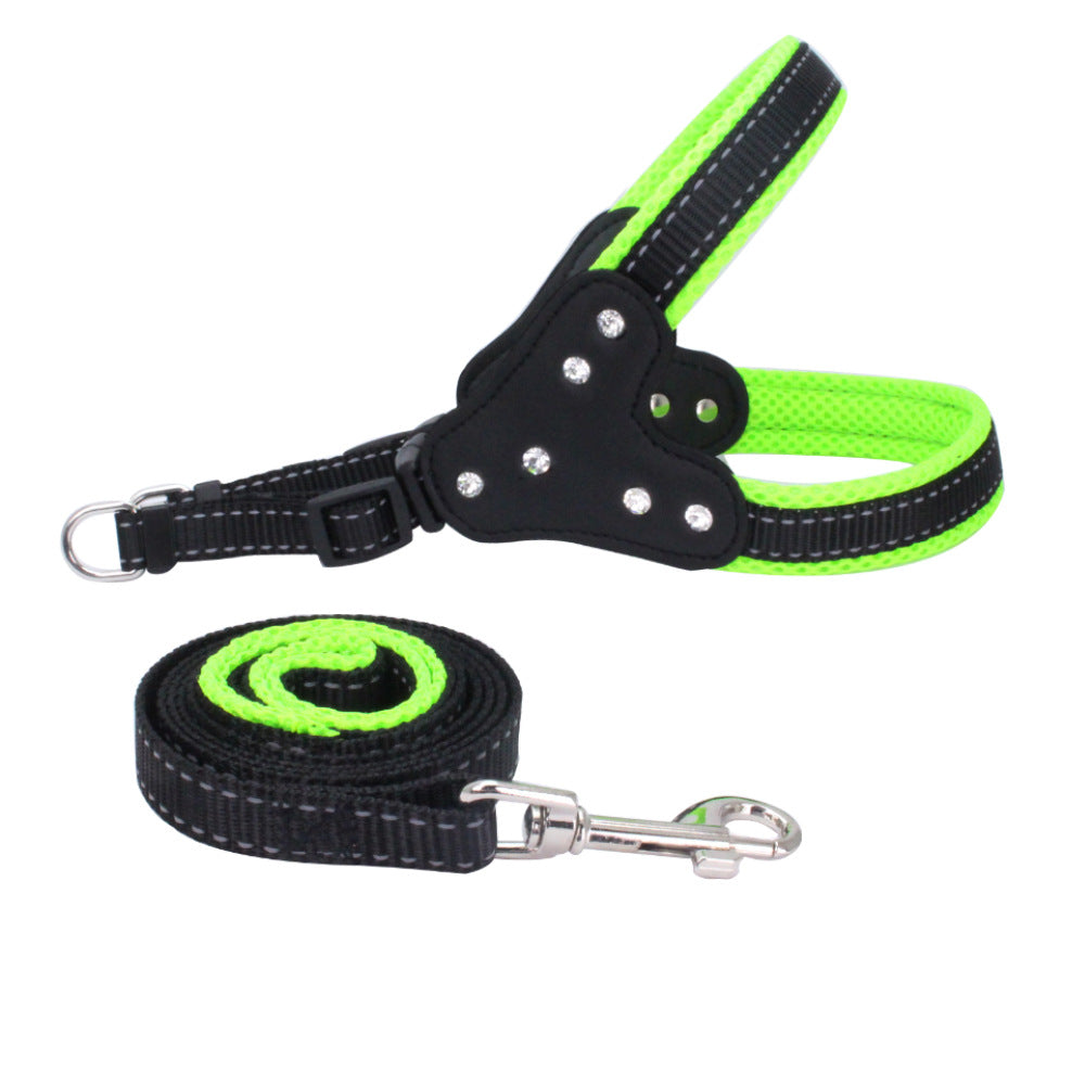 Rhinestone Pet Reflective Gallus Traction Sleeve