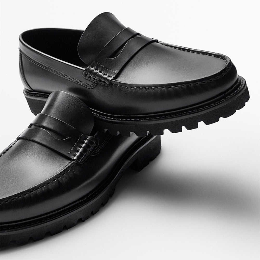 Men's Loafers Leather Shoes First Layer Cowhide Simple Casual Soft Sole Shoes