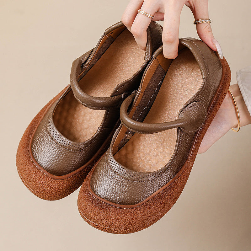 Womens Retro-style Flat Round-toe Soft-soled Shoes
