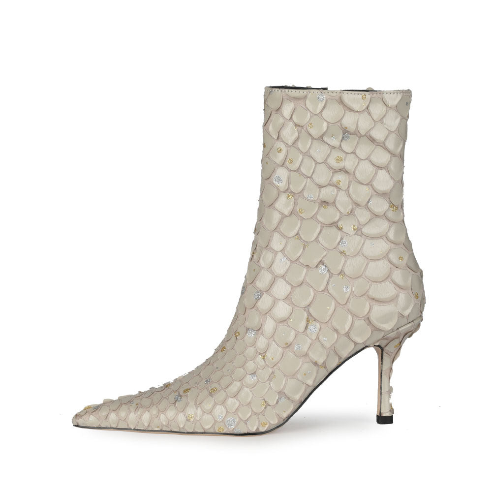 Spring Solid Color Sexy Fish Scale Short Boots