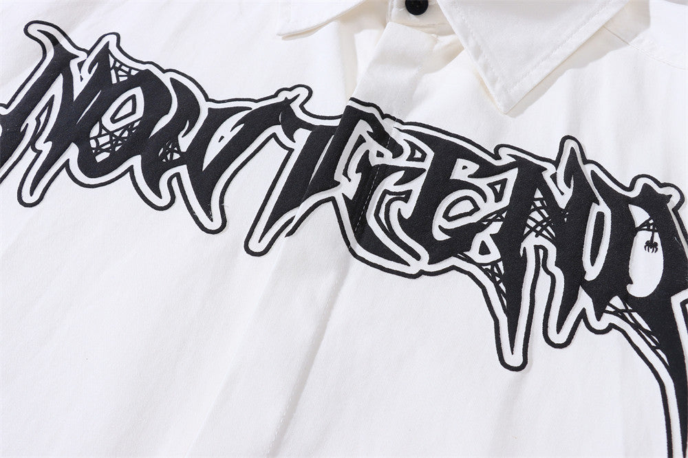 Foam Letter Printed Long-sleeved Shirt Men's High Street