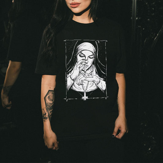 Dame T-shirt med Enkelt Print i Bomuld og Korte Ærmer