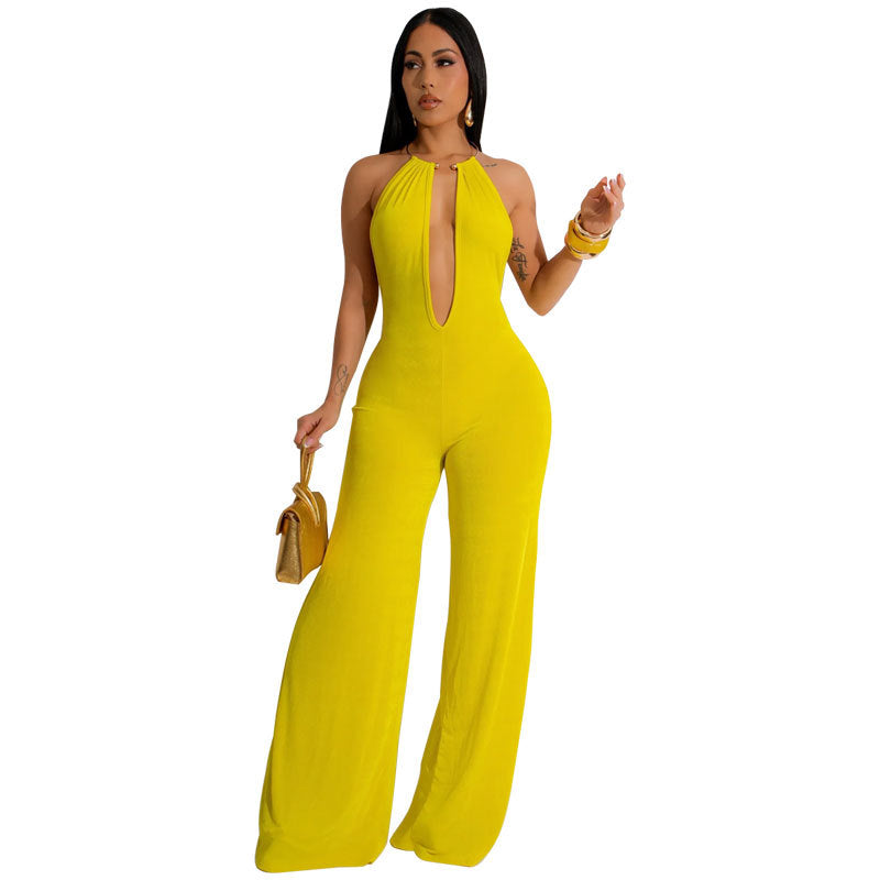 New Fashion Jumpsuit Women's Solid Color Sexy Casual