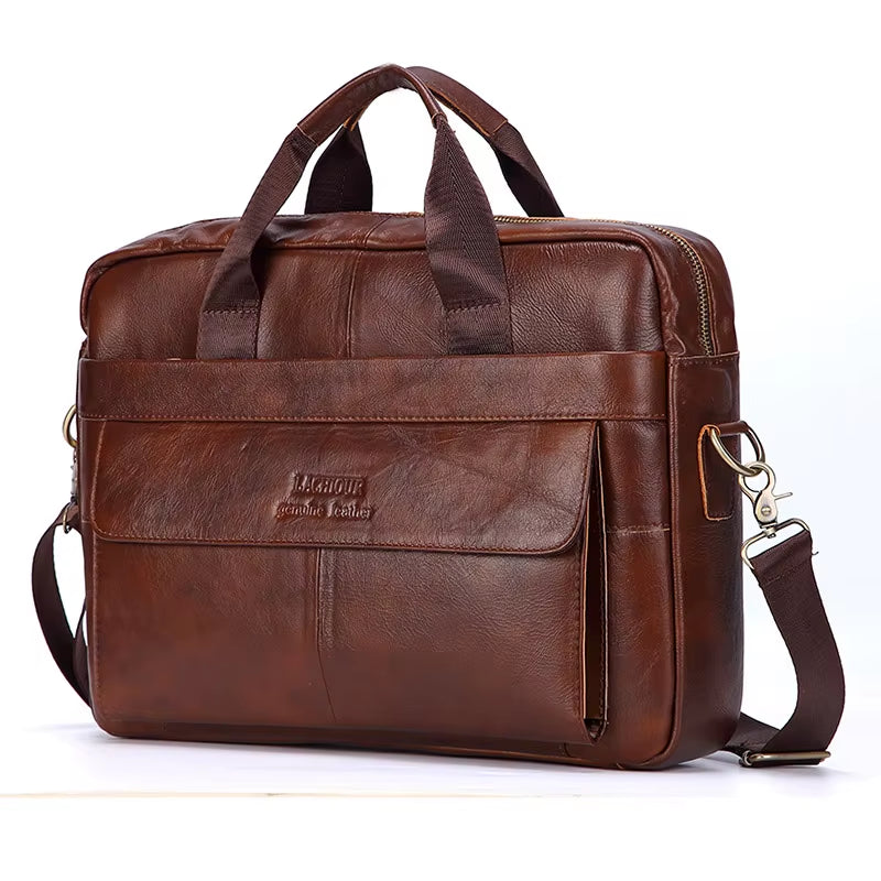 Men's Genuine Leather Messenger Bags for Business and Travel - Casual Laptop Crossbody Shoulder Bags