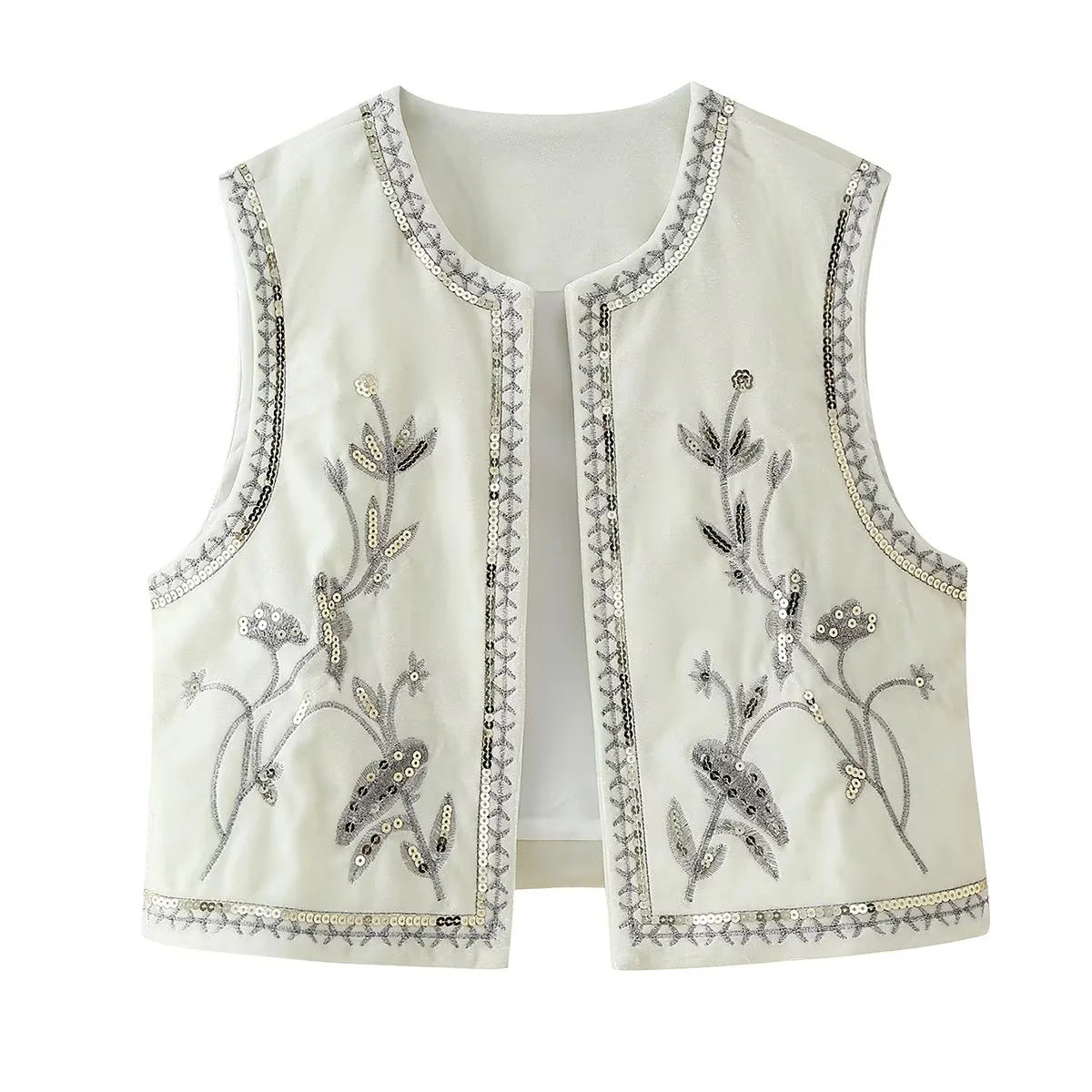 Velvet Beads Decoration Embroidered Women's Coat