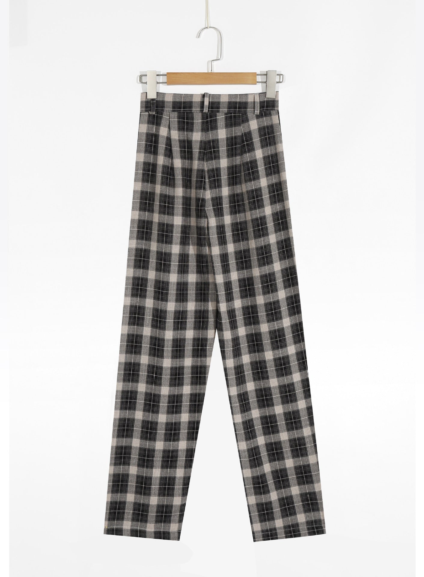 Spring and summer loose plaid wide-leg pants