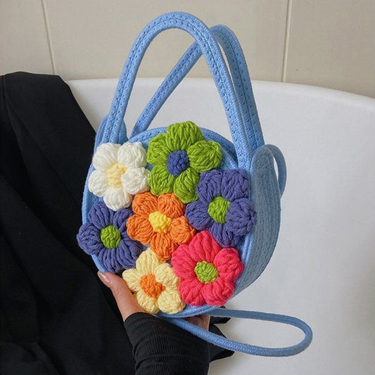 Cotton String Small Round Trendy All-match Seaside Beach Weaving Shoulder Messenger Bag