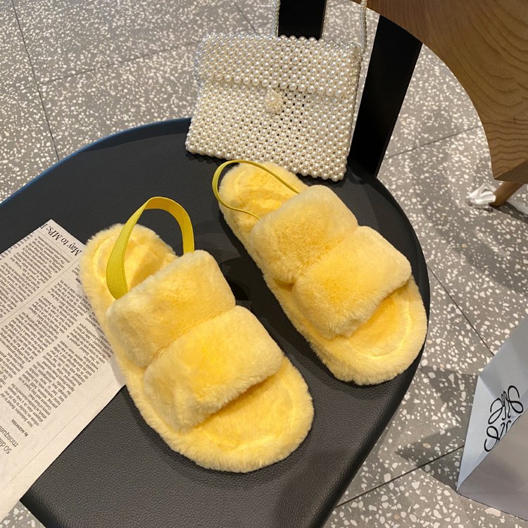 Flat all-match cute thick-soled wool slippers
