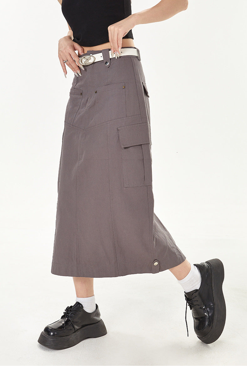 Split Straight Japanese Style Slim Fit Skirt