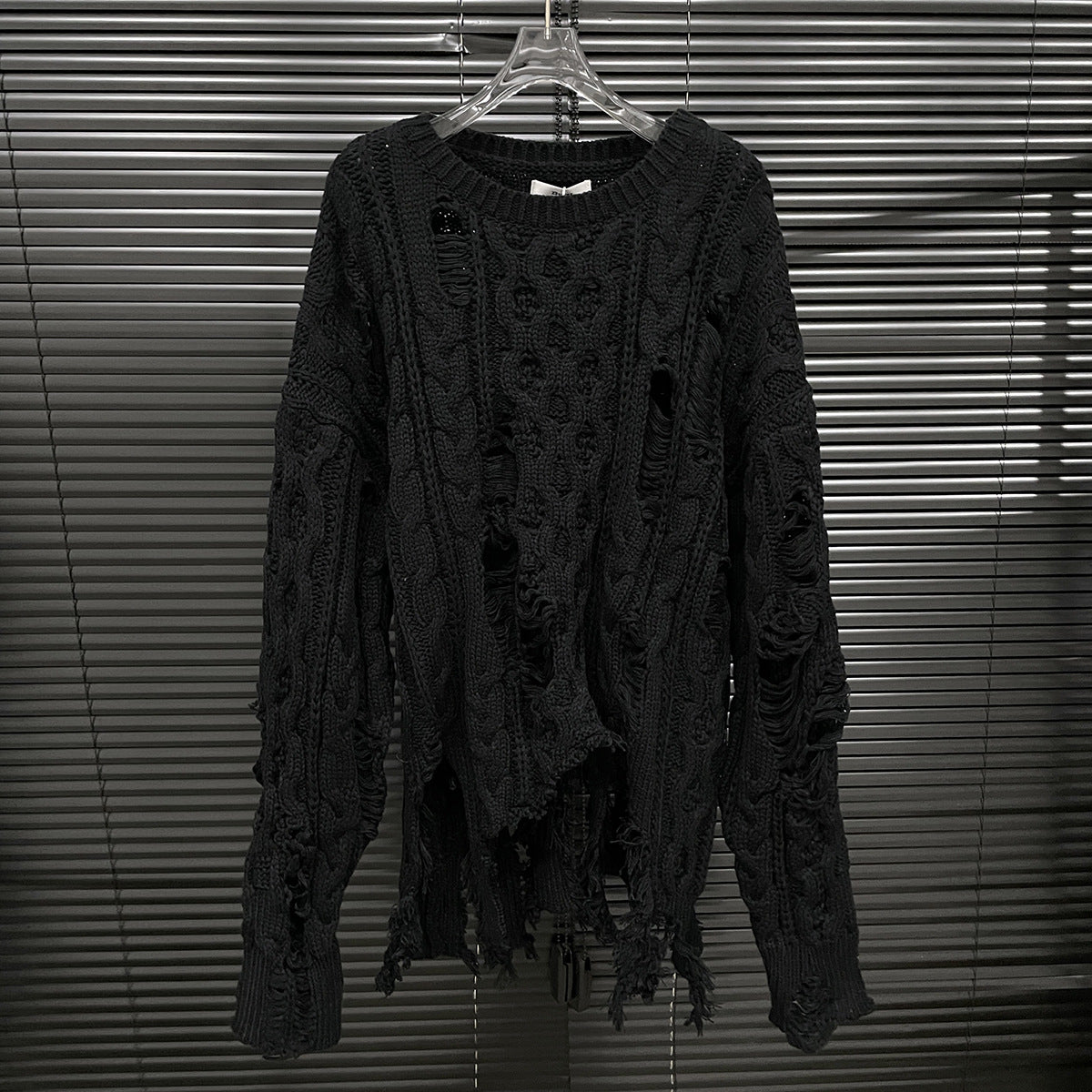 Irregular Ripped Sweater Women's Vintage Knitted Top