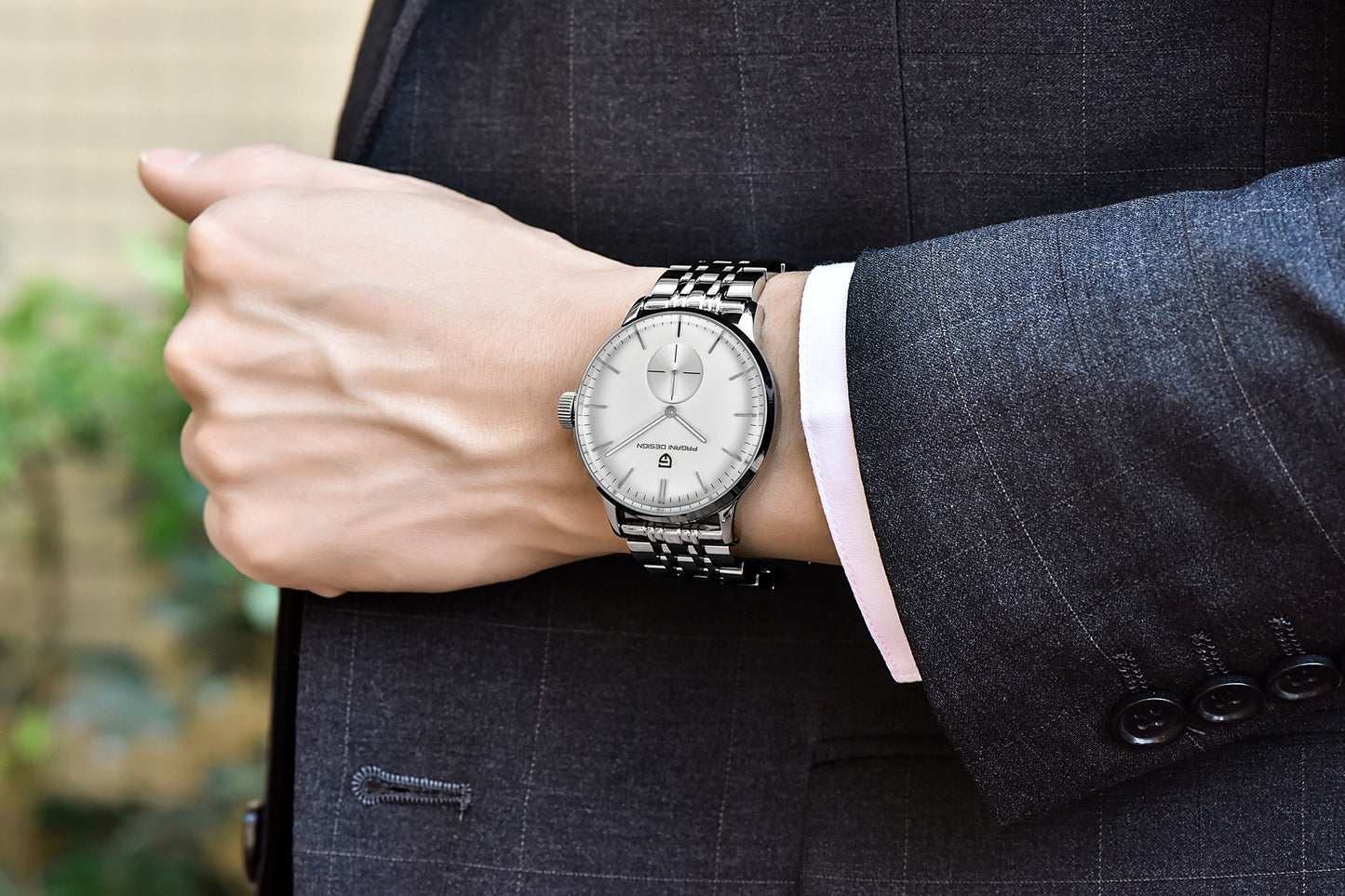 Bergani steel band quartz watch
