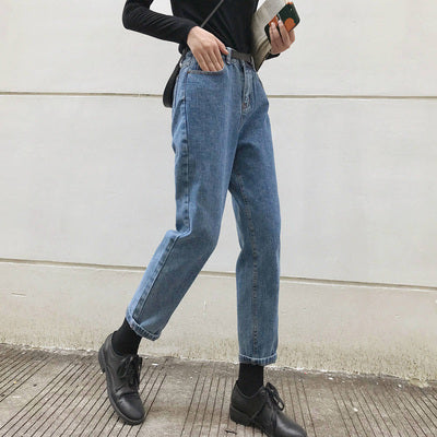 Look thin high waist straight ninth trousers