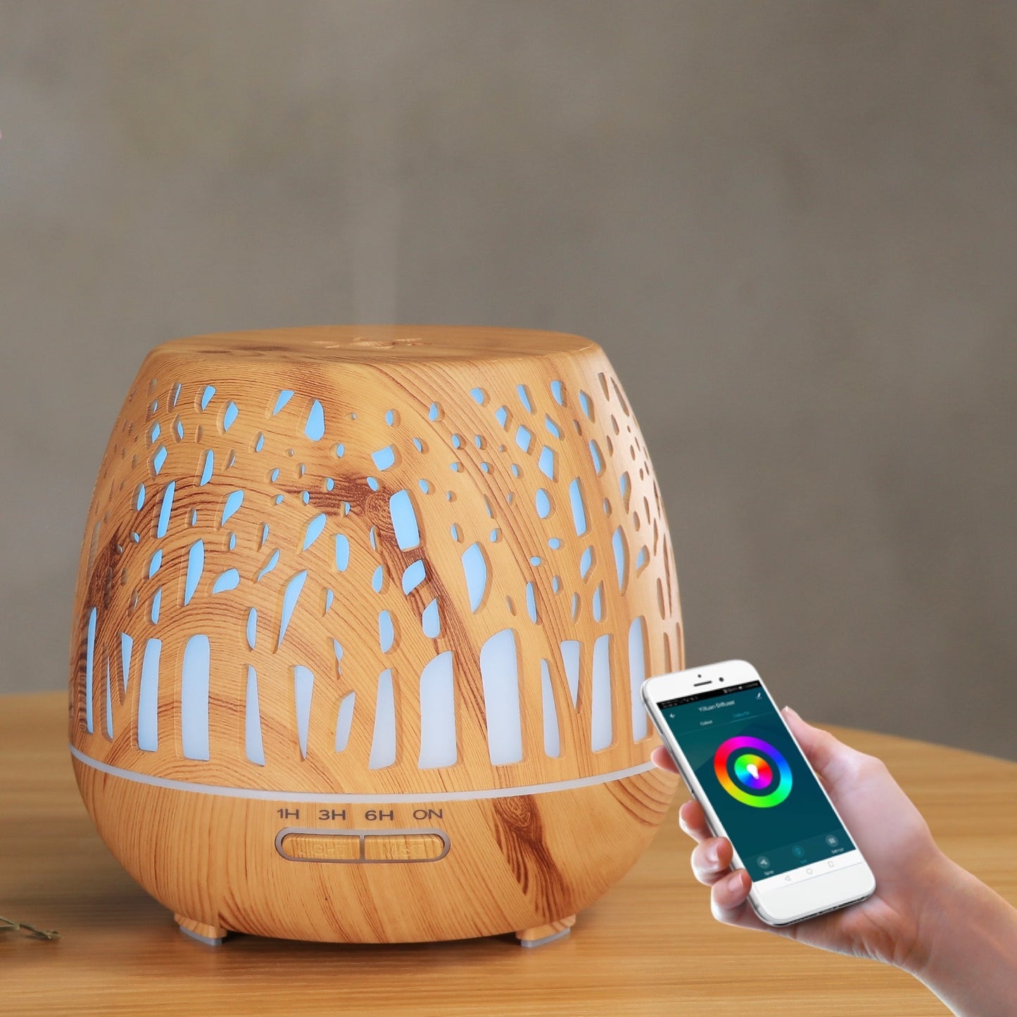 Room essential oil aroma diffuser hollow colorful ultrasonic humidifier