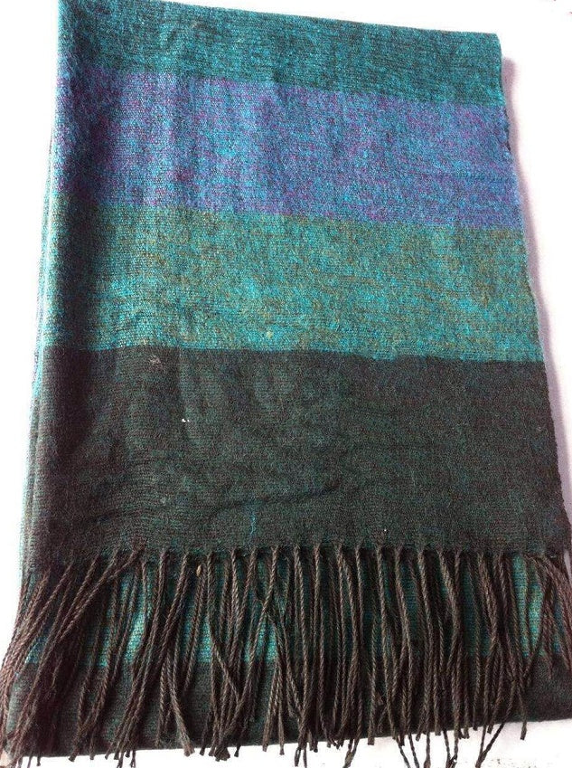Cashmere striped checked shawl