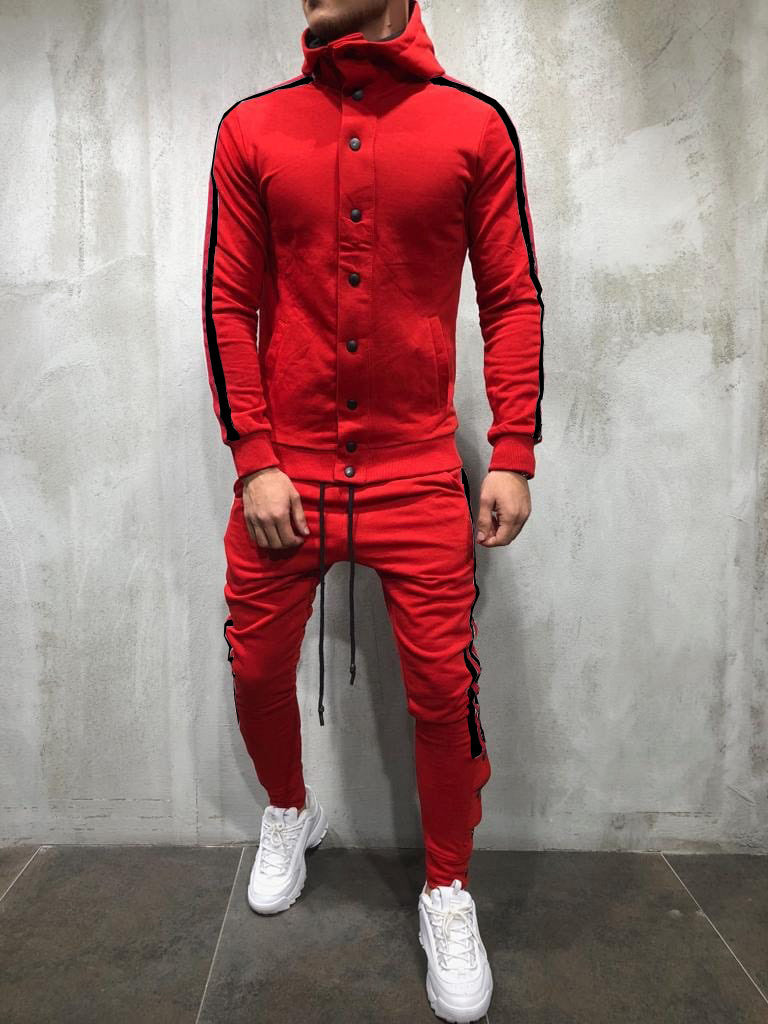 Hooded button cardigan men's sports