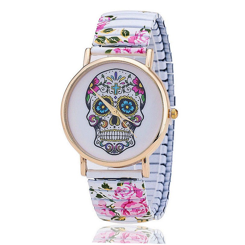 Colorful skull print watch