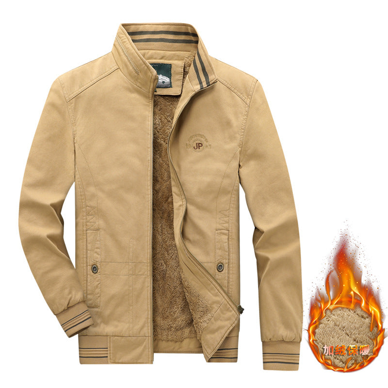 Men's Business Fleece-lined Casual Wind Coat