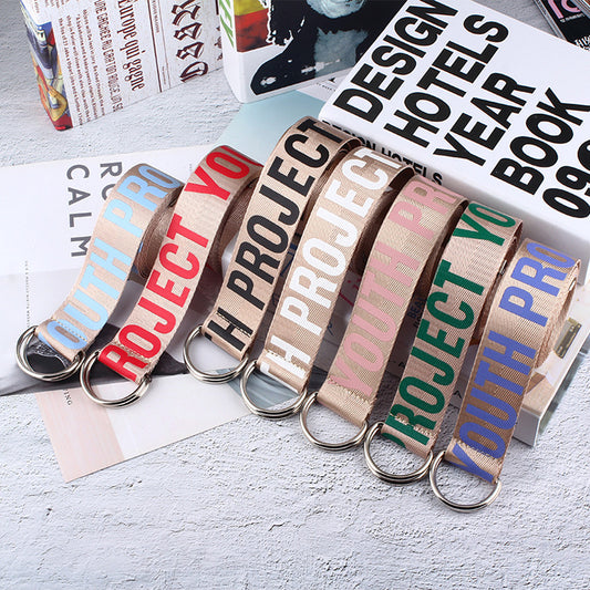 Women's alphabet canvas belt
