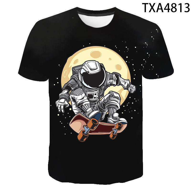 Summer Fashion Astronaut Starry Sky 3D Digital Print T-Shirt