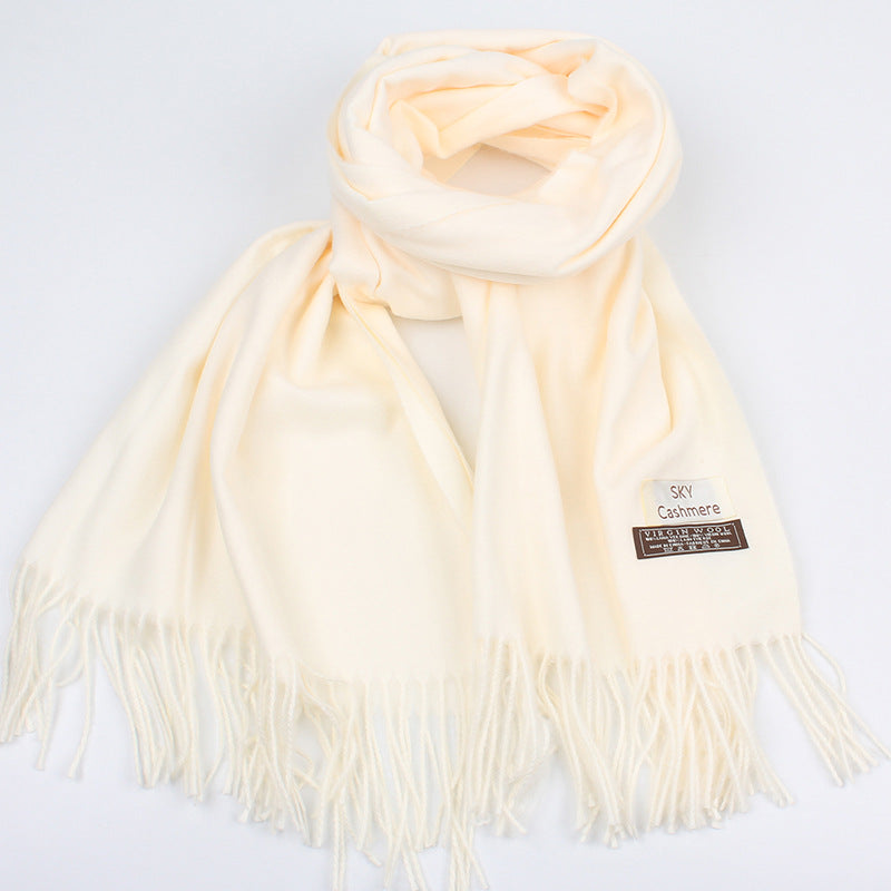Solid color faux cashmere scarf for warmth