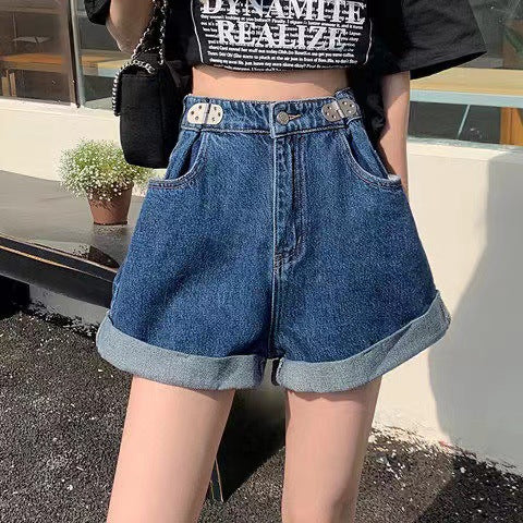 Women's Retro Loose And Thin Curly Denim Shorts