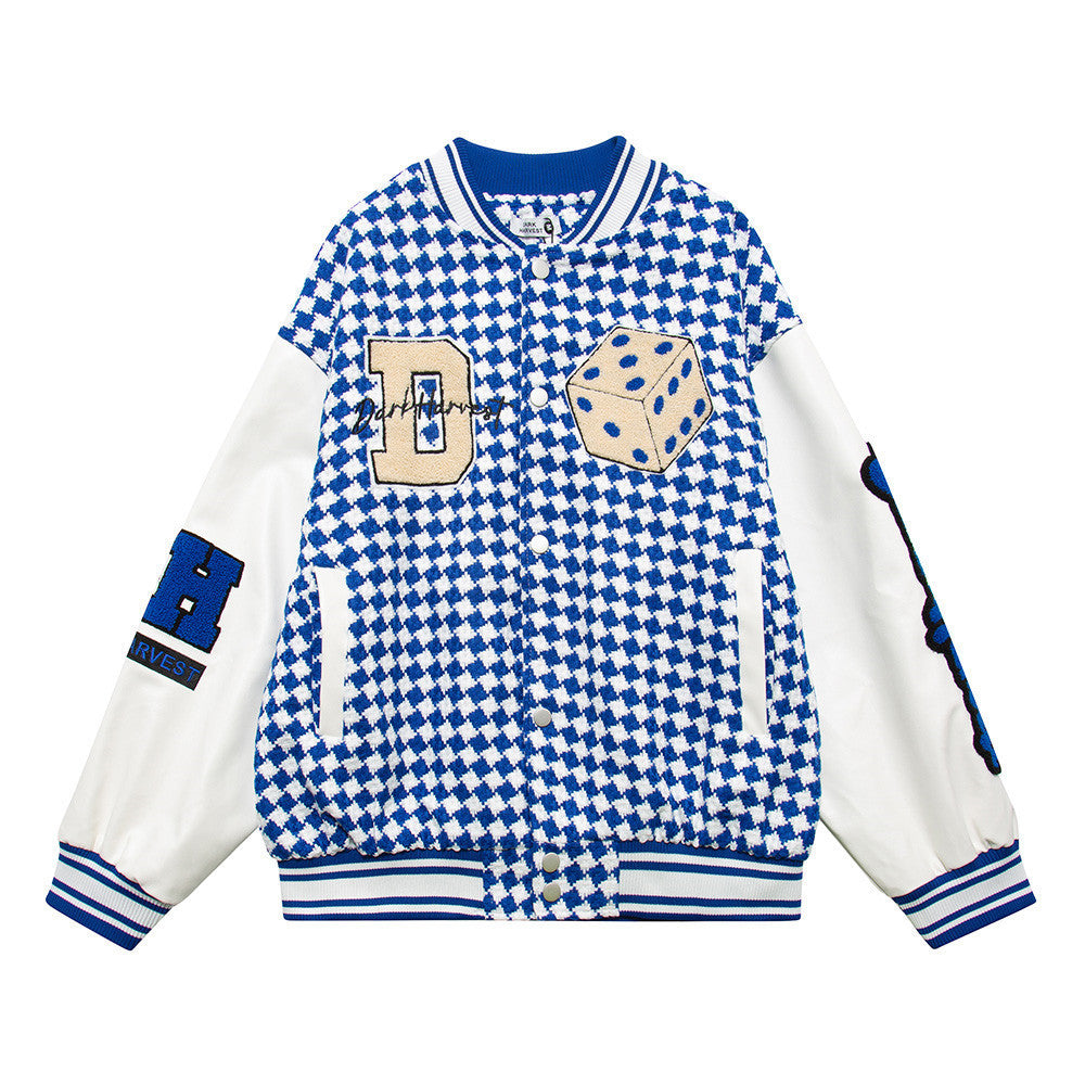 Baseballuniform til mænd med broderet terningemønster