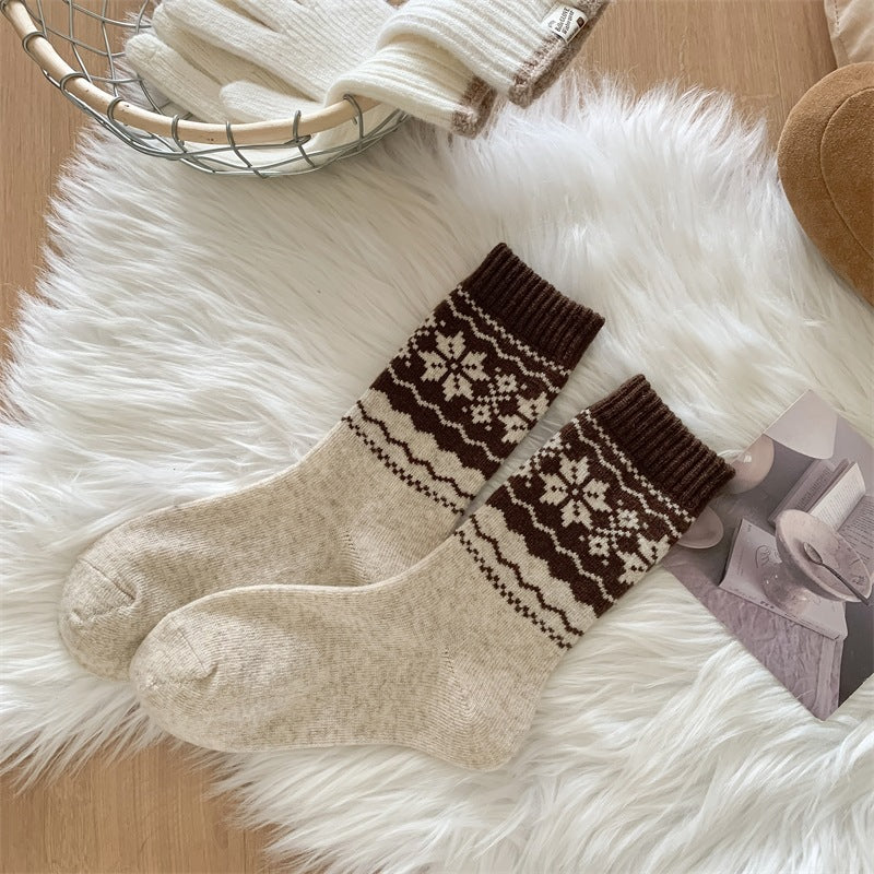 Womens Fashionable Retro Wool Striped Socks
