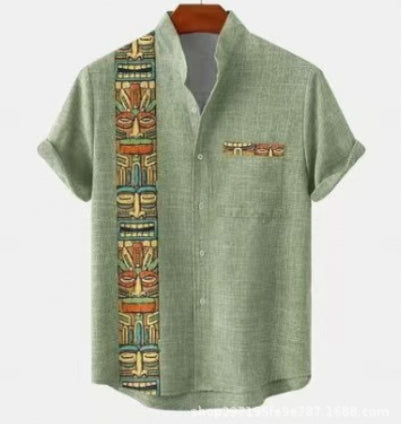 Summer Men's Breathable Four-sided Stretch Short Sleeve