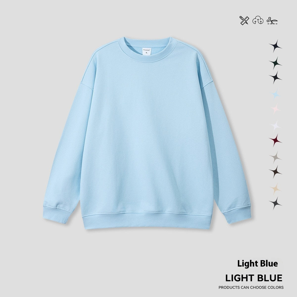 Round Neck Solid Color Hoodie Street Fashion Loose