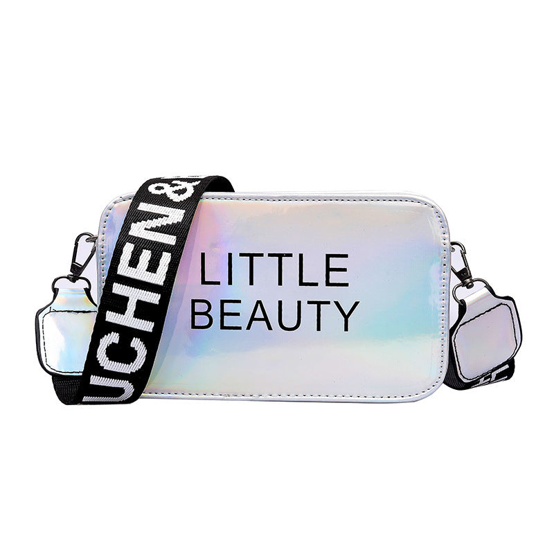 Letter wide shoulder belt laser small square bag