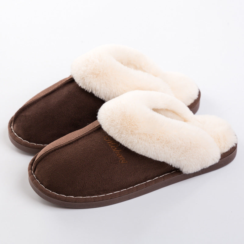 Thermal plush indoor lovers non-slip cotton slippers