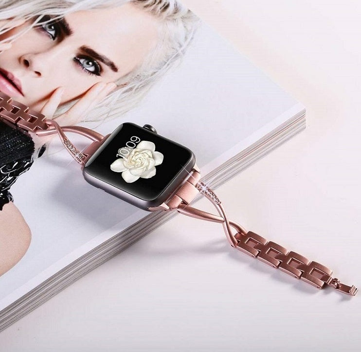 Compatible with Apple, Women Watch Band For Watch Bands 38mm 42mm Diamond Stainless Steel Bracelet For Iwatch Series 3 2 1 Bracelet