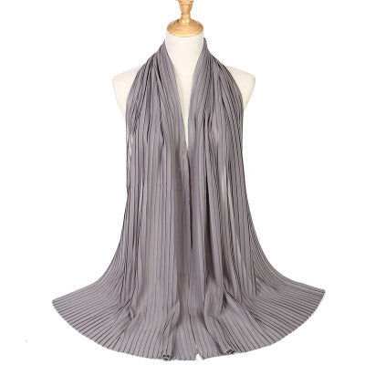 Chiffon crumpled solid color scarf