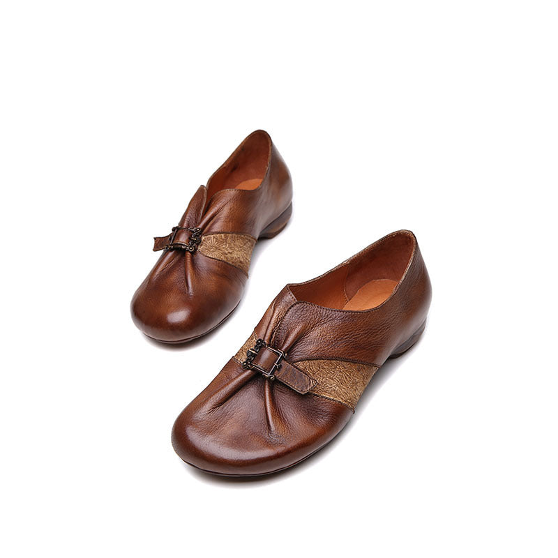 Retro women's shoes low-top round toe single shoes