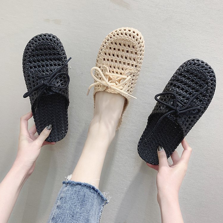 Retro seaside vacation Baotou lazy half slippers