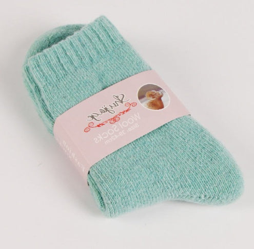 Autumn and winter new ladies rabbit wool socks women's tube socks Terry thick socks warm solid color pull socks