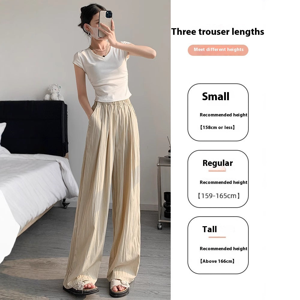 Loose Drape Casual Straight-leg Thin Ice Silk Wide-leg Pants